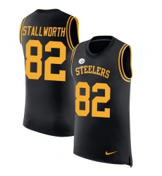 Men's Nike Pittsburgh Steelers #82 John Stallworth Limited Black Rush Player Name & Number Tank Top NFL Jersey