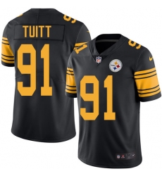 Men's Nike Pittsburgh Steelers #91 Stephon Tuitt Limited Black Rush Vapor Untouchable NFL Jersey