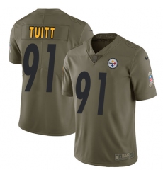 Men's Nike Pittsburgh Steelers #91 Stephon Tuitt Limited Olive 2017 Salute to Service NFL Jersey
