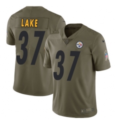 Men's Nike Pittsburgh Steelers #37 Carnell Lake Limited Olive 2017 Salute to Service NFL Jersey