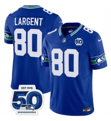 Men's Seattle Seahawks #80 Steve Largent Royal 2025 F.U.S.E 50th Anniversary Throwback Vapor Limited Football Stitched Jersey