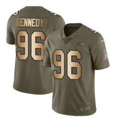 Youth Nike Seattle Seahawks #96 Cortez Kennedy Limited Olive/Gold 2017 Salute to Service NFL Jersey