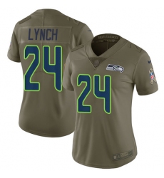 Women's Nike Seattle Seahawks #24 Marshawn Lynch Limited Olive 2017 Salute to Service NFL Jersey