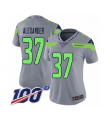 Women's Seattle Seahawks #37 Shaun Alexander Limited Silver Inverted Legend 100th Season Football Jersey