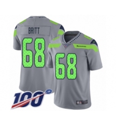 Youth Seattle Seahawks #68 Justin Britt Limited Silver Inverted Legend 100th Season Football Jersey