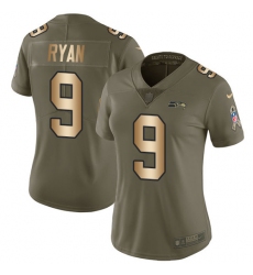 Women's Nike Seattle Seahawks #9 Jon Ryan Limited Olive/Gold 2017 Salute to Service NFL Jersey