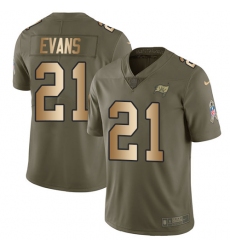 Youth Nike Tampa Bay Buccaneers #21 Justin Evans Limited Olive/Gold 2017 Salute to Service NFL Jersey