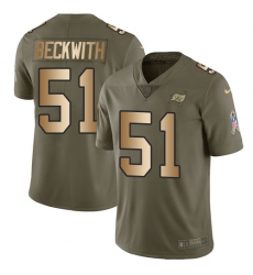 Men's Nike Tampa Bay Buccaneers #51 Kendell Beckwith Limited Olive/Gold 2017 Salute to Service NFL Jersey