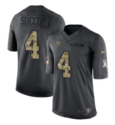 Men's Nike Tennessee Titans #4 Ryan Succop Limited Black 2016 Salute to Service NFL Jersey