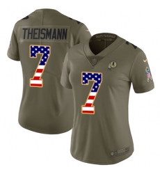 Women's Nike Washington Redskins #7 Joe Theismann Limited Olive/USA Flag 2017 Salute to Service NFL Jersey