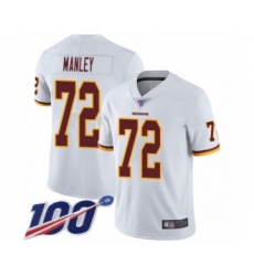 Men's Washington Redskins #72 Dexter Manley White Vapor Untouchable Limited Player 100th Season Football Jersey