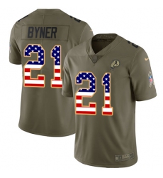 Men's Nike Washington Redskins #21 Earnest Byner Limited Olive/USA Flag 2017 Salute to Service NFL Jersey