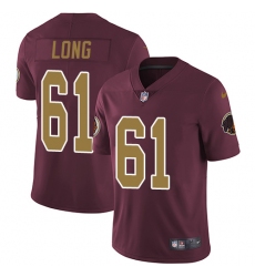 Men's Nike Washington Redskins #61 Spencer Long Burgundy Red/Gold Number Alternate 80TH Anniversary Vapor Untouchable Limited Player NFL Jersey