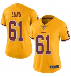Women's Nike Washington Redskins #61 Spencer Long Limited Gold Rush Vapor Untouchable NFL Jersey