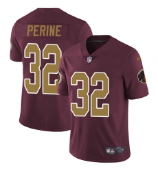 Men's Nike Washington Redskins #32 Samaje Perine Burgundy Red/Gold Number Alternate 80TH Anniversary Vapor Untouchable Limited Player NFL Jersey