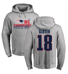 Nike New England Patriots #18 Matthew Slater Heather Gray 2017 AFC Champions Pullover Hoodie