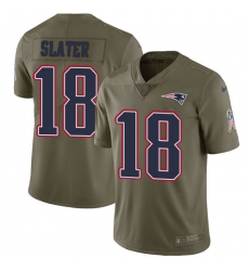Youth Nike New England Patriots #18 Matthew Slater Limited Olive 2017 Salute to Service NFL Jersey