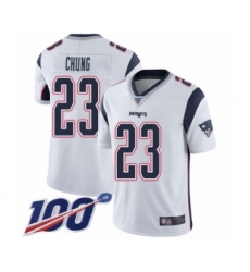 Men's New England Patriots #23 Patrick Chung White Vapor Untouchable Limited Player 100th Season Football Jersey