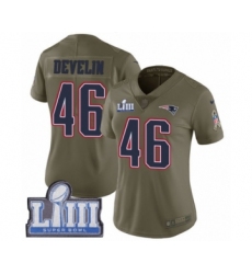 Women's Nike New England Patriots #46 James Develin Limited Olive 2017 Salute to Service Super Bowl LIII Bound NFL Jersey