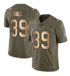 Youth Nike New England Patriots #39 Montee Ball Limited Olive/Gold 2017 Salute to Service NFL Jersey