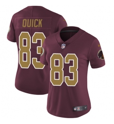 Women's Nike Washington Redskins #83 Brian Quick Burgundy Red/Gold Number Alternate 80TH Anniversary Vapor Untouchable Limited Player NFL Jersey