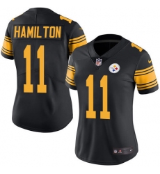 Women's Nike Pittsburgh Steelers #11 Justin Hunter Limited Black Rush Vapor Untouchable NFL Jersey