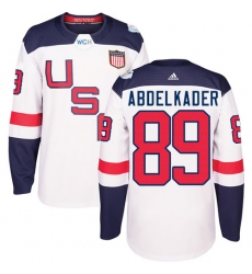 Youth Adidas Team USA #89 Justin Abdelkader Premier White Home 2016 World Cup Ice Hockey Jersey
