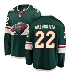 Men's Minnesota Wild #22 Nino Niederreiter Authentic Green Home Fanatics Branded Breakaway NHL Jersey