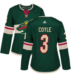 Women's Adidas Minnesota Wild #3 Charlie Coyle Authentic Green Home NHL Jersey