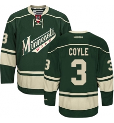 Women's Reebok Minnesota Wild #3 Charlie Coyle Authentic Green Third NHL Jersey