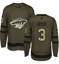 Youth Adidas Minnesota Wild #3 Charlie Coyle Authentic Green Salute to Service NHL Jersey