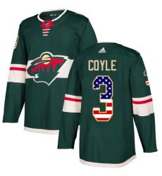 Youth Adidas Minnesota Wild #3 Charlie Coyle Authentic Green USA Flag Fashion NHL Jersey