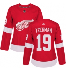 Women's Adidas Detroit Red Wings #19 Steve Yzerman Authentic Red Home NHL Jersey
