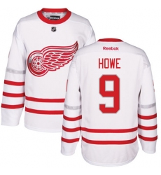 Men's Reebok Detroit Red Wings #9 Gordie Howe Authentic White 2017 Centennial Classic NHL Jersey