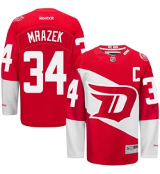 Men's Reebok Detroit Red Wings #34 Petr Mrazek Authentic Red 2016 Stadium Series NHL Jersey