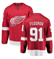 Men's Detroit Red Wings #91 Sergei Fedorov Fanatics Branded Red Home Breakaway NHL Jersey