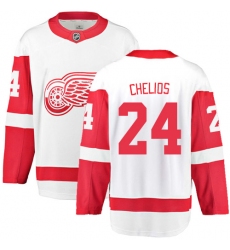 Men's Detroit Red Wings #24 Chris Chelios Fanatics Branded White Away Breakaway NHL Jersey
