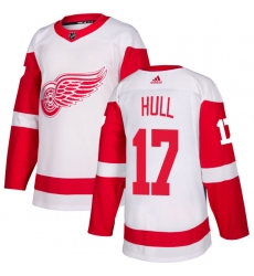 Men's Adidas Detroit Red Wings #17 Brett Hull Authentic White Away NHL Jersey