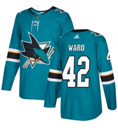 Youth Adidas San Jose Sharks #42 Joel Ward Premier Teal Green Home NHL Jersey