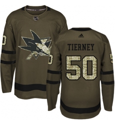 Men's Adidas San Jose Sharks #50 Chris Tierney Premier Green Salute to Service NHL Jersey