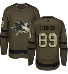 Men's Adidas San Jose Sharks #89 Mikkel Boedker Authentic Green Salute to Service NHL Jersey