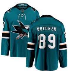 Men's San Jose Sharks #89 Mikkel Boedker Fanatics Branded Teal Green Home Breakaway NHL Jersey