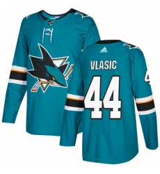 Men's Adidas San Jose Sharks #44 Marc-Edouard Vlasic Premier Teal Green Home NHL Jersey