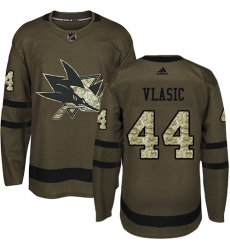 Youth Adidas San Jose Sharks #44 Marc-Edouard Vlasic Authentic Green Salute to Service NHL Jersey