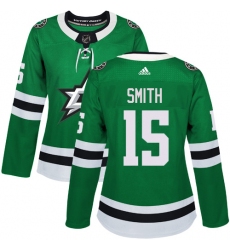 Women's Adidas Dallas Stars #15 Bobby Smith Authentic Green Home NHL Jersey