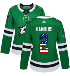 Women's Adidas Dallas Stars #2 Dan Hamhuis Authentic Green USA Flag Fashion NHL Jersey