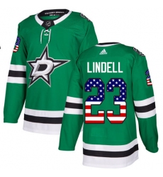 Youth Adidas Dallas Stars #23 Esa Lindell Authentic Green USA Flag Fashion NHL Jersey