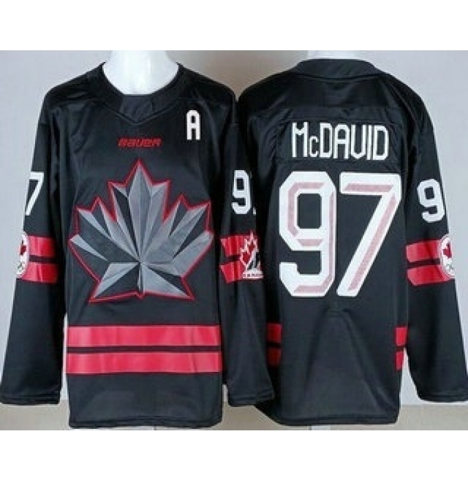 Youth Canada #97 Connor McDavid Black 2026 Olympics Authentic Jersey