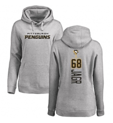 NHL Women's Adidas Pittsburgh Penguins #68 Jaromir Jagr Ash Backer Pullover Hoodie