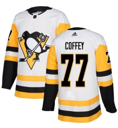 Women's Adidas Pittsburgh Penguins #77 Paul Coffey Authentic White Away NHL Jersey